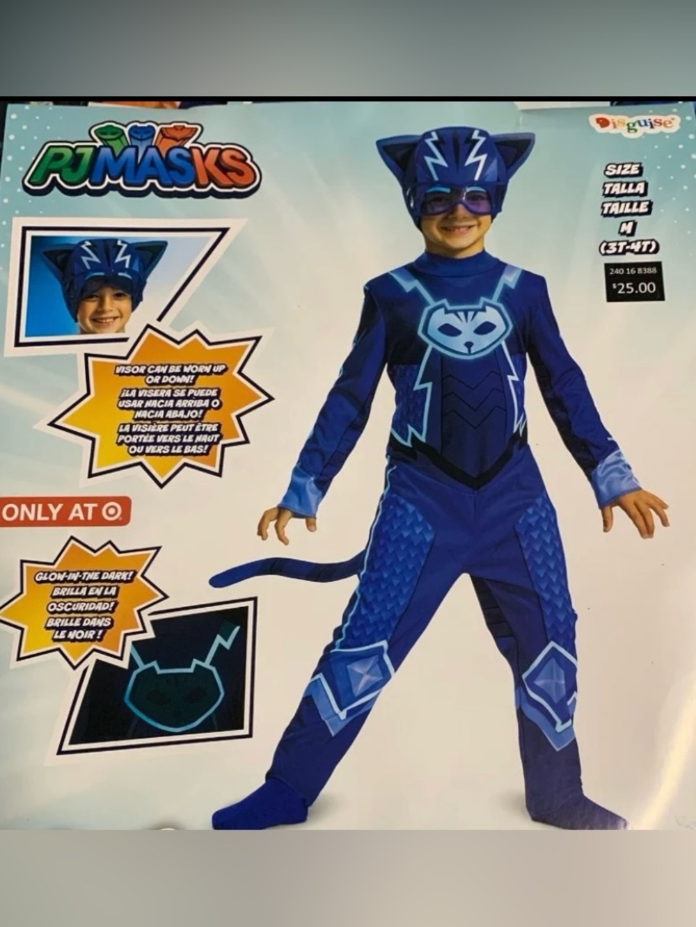 New PJ Masks Catboy toddler boy size 3T / 4T glow in the dark deluxe costume
